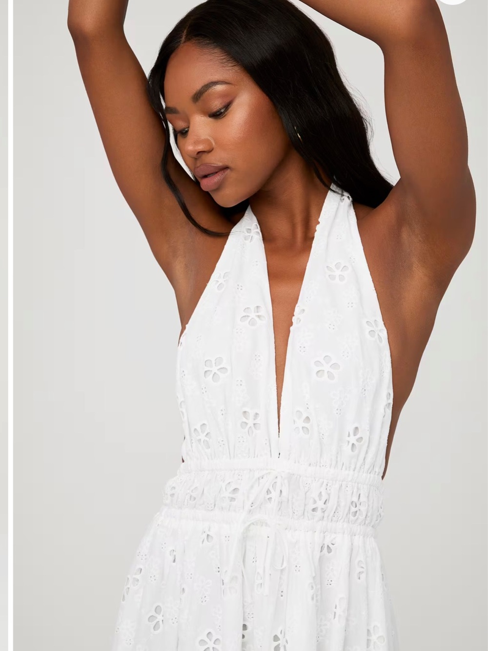 Halter Backless Eyelet Summer Dress in White